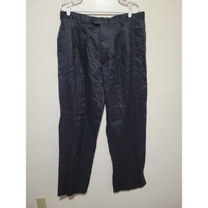 Empra Linen Trousers Mens 38x34 Black Excellent Pleated Straight Leg Pants